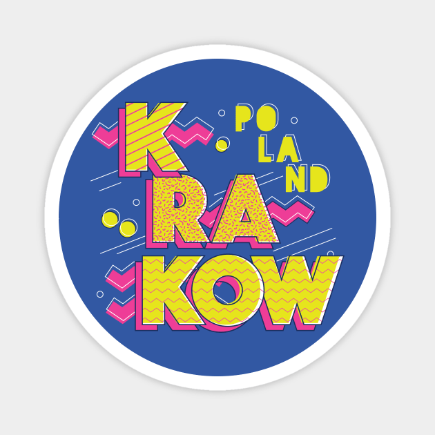 Retro 90s Krakow, Poland Magnet by SLAG_Creative